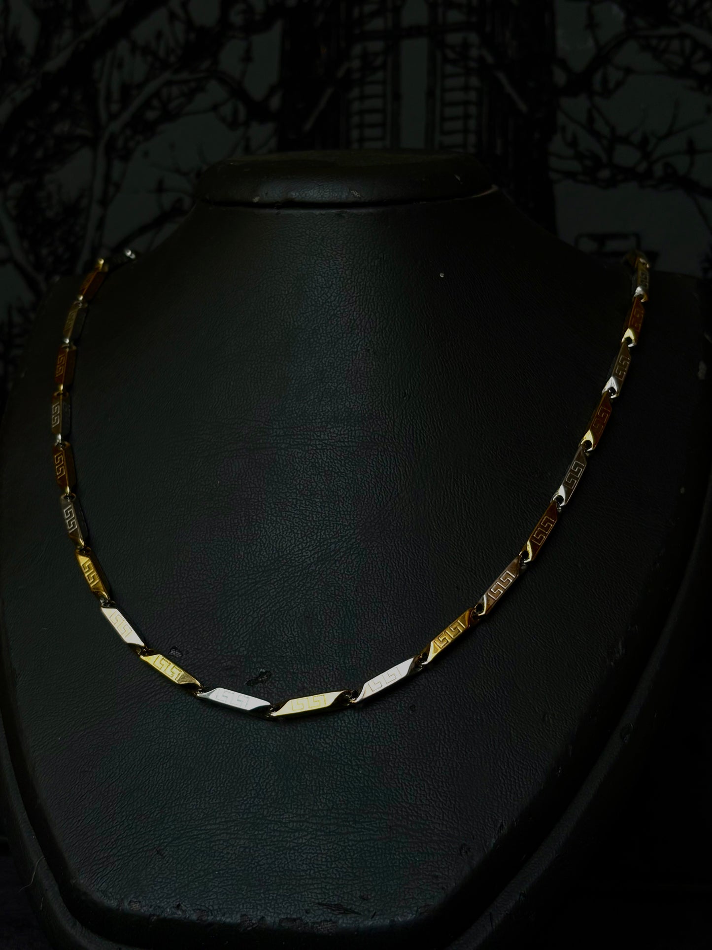 Gold-Gümüş Kesme Model Çelik Kolye