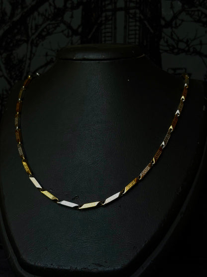 Gold-Gümüş Kesme Model Çelik Kolye