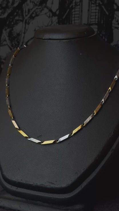 Gold-Gümüş Kesme Model Çelik Kolye